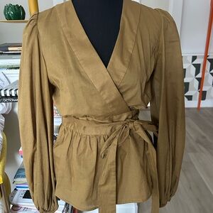 Banana Republic Tan Wrap Blouse